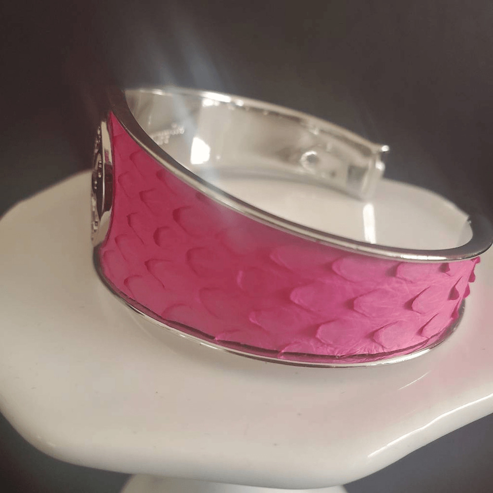 Rustic Cuff New Monique Python Side Cut Hot Pink … - image 2